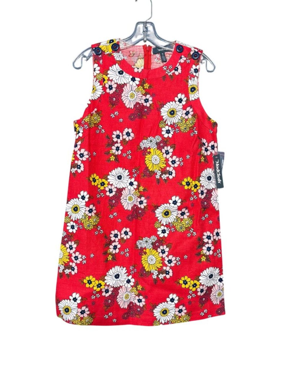 Retro ModCloth Red Floral Sleeveless Shift Dress